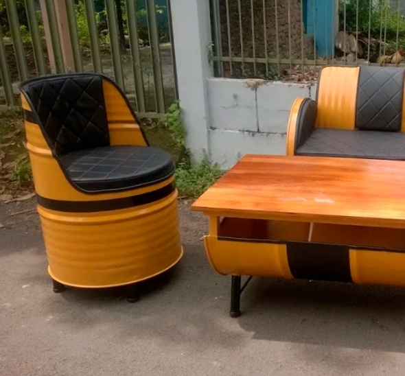 Кресло-бочка Желтое