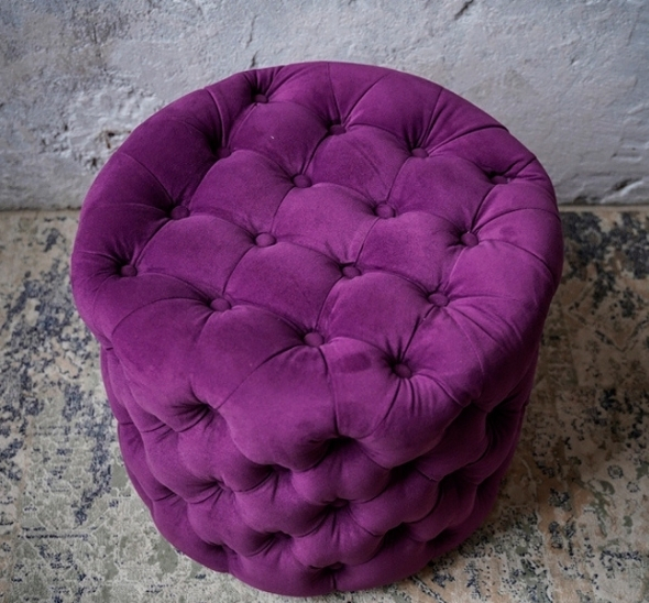 Пуфик Вельвет круглый Пурпурный