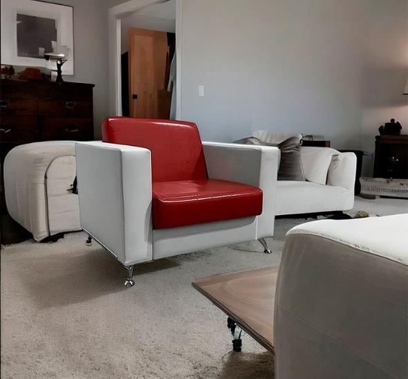 Кресло Cube красно-белое