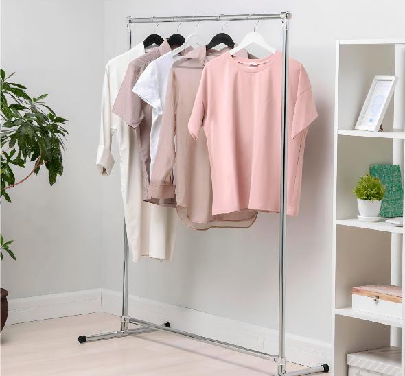 Вешало на колесах хромированное Pollax