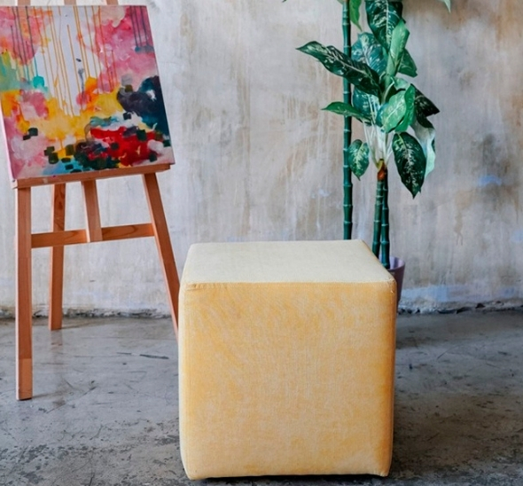 Пуфик Куб Желтый