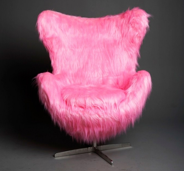 Кресло Egg Shaggy Розовое