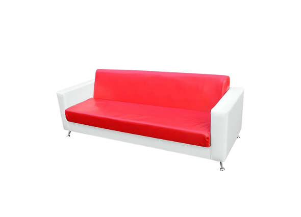 Диван Cube из экокожи трехместный красно-белый