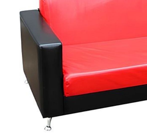 Диван Cube из экокожи трехместный красно-черный