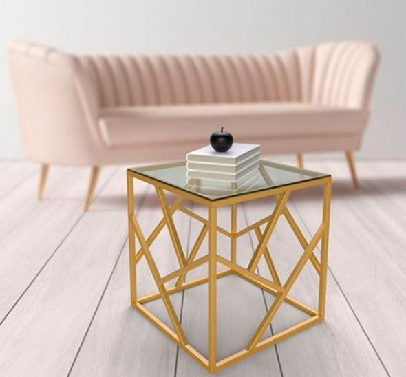 Журнальный стол Loft со стеклом жёлтый