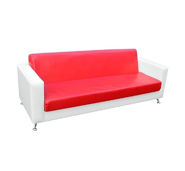 Диван Cube из экокожи трехместный красно-белый