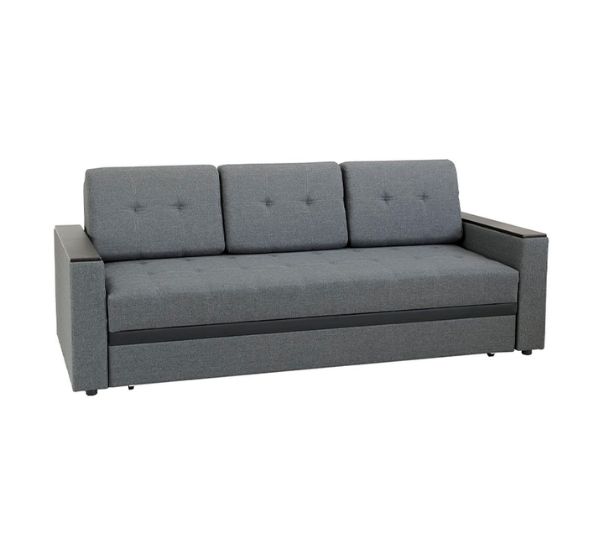 Диван-кровать серый тканевый