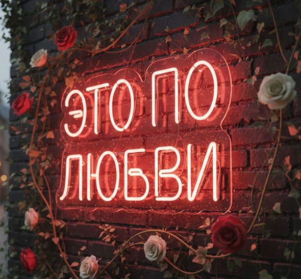 Аренда неоновой вывески «Это по любви»
